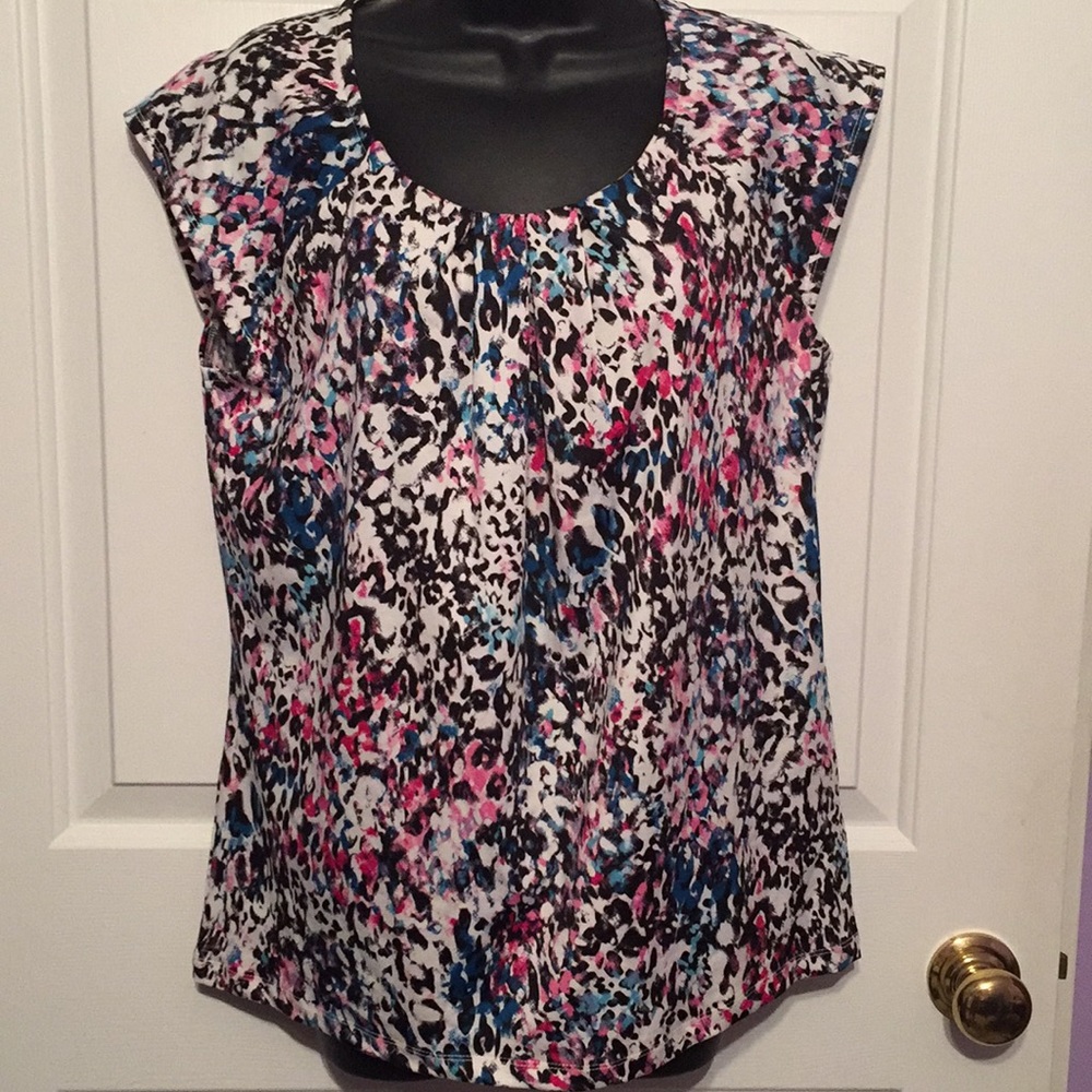 Covington multicolor cap sleeve blouse new size medium